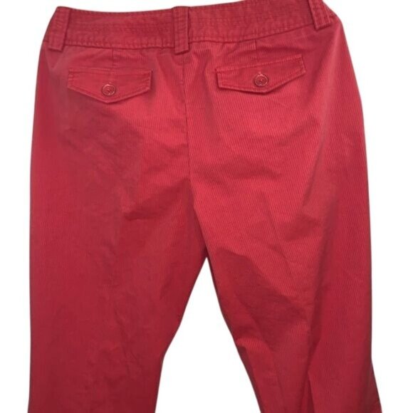 Sharagano Studio Womens Red Cropped Pants Size 12 Cotton Blend Stretch - Picture 7 of 10